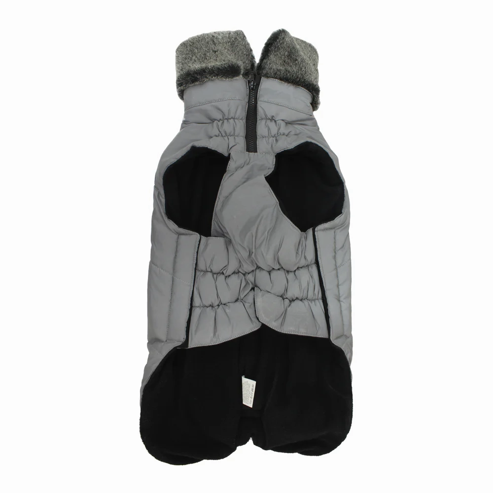 Pawpourri Reflexive Jacket with Faux Fur for Dogs (Grey)