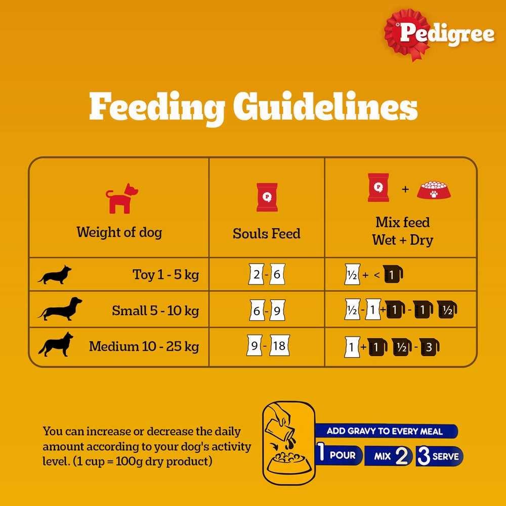 Pedigree PRO Expert Nutrition Active Adult (18 Months Onwards) Large Breed and Chicken and Liver Chunks in Gravy Wet Adult Dog Food Combo