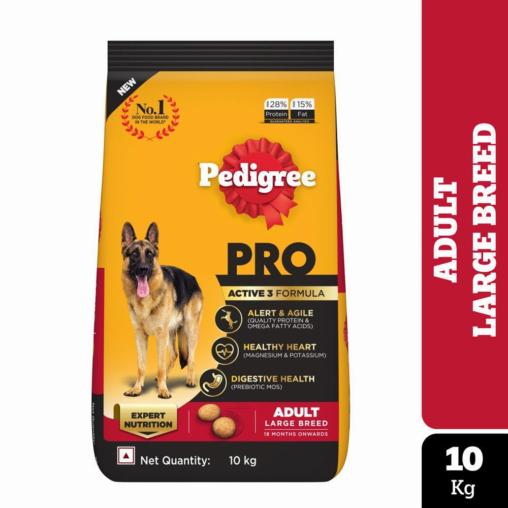 Pedigree PRO Expert Nutrition Active Adult Large Breed Dry Food and Pedigree Chicken & Liver Chunks in Gravy Adult Dog Wet Food Combo