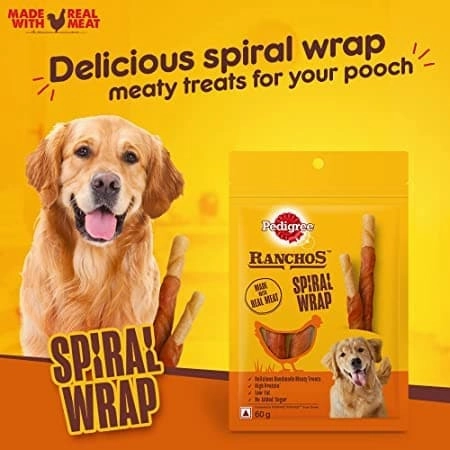 Pedigree Ranchos Super Bones Chicken & Milk, Spiral Wrap Chicken & Smokey Lamb and Roasted Lamb Tasty Jerky Dog Treats Combo