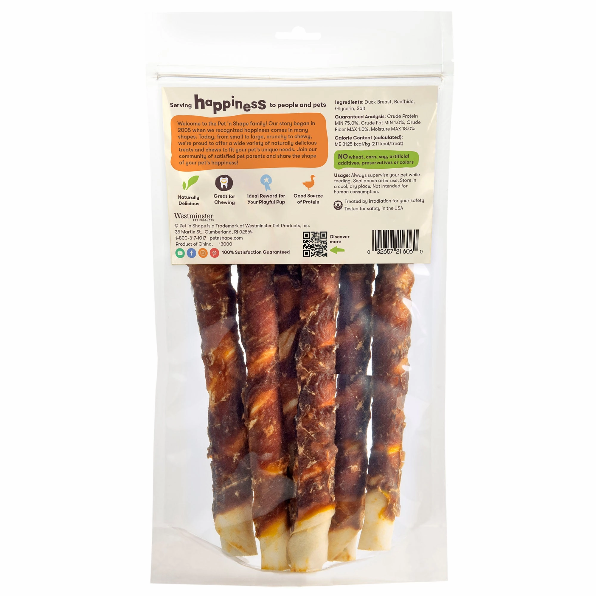Pet 'n Shape Duck Hide Twists Dog Treat 10" 6 Count