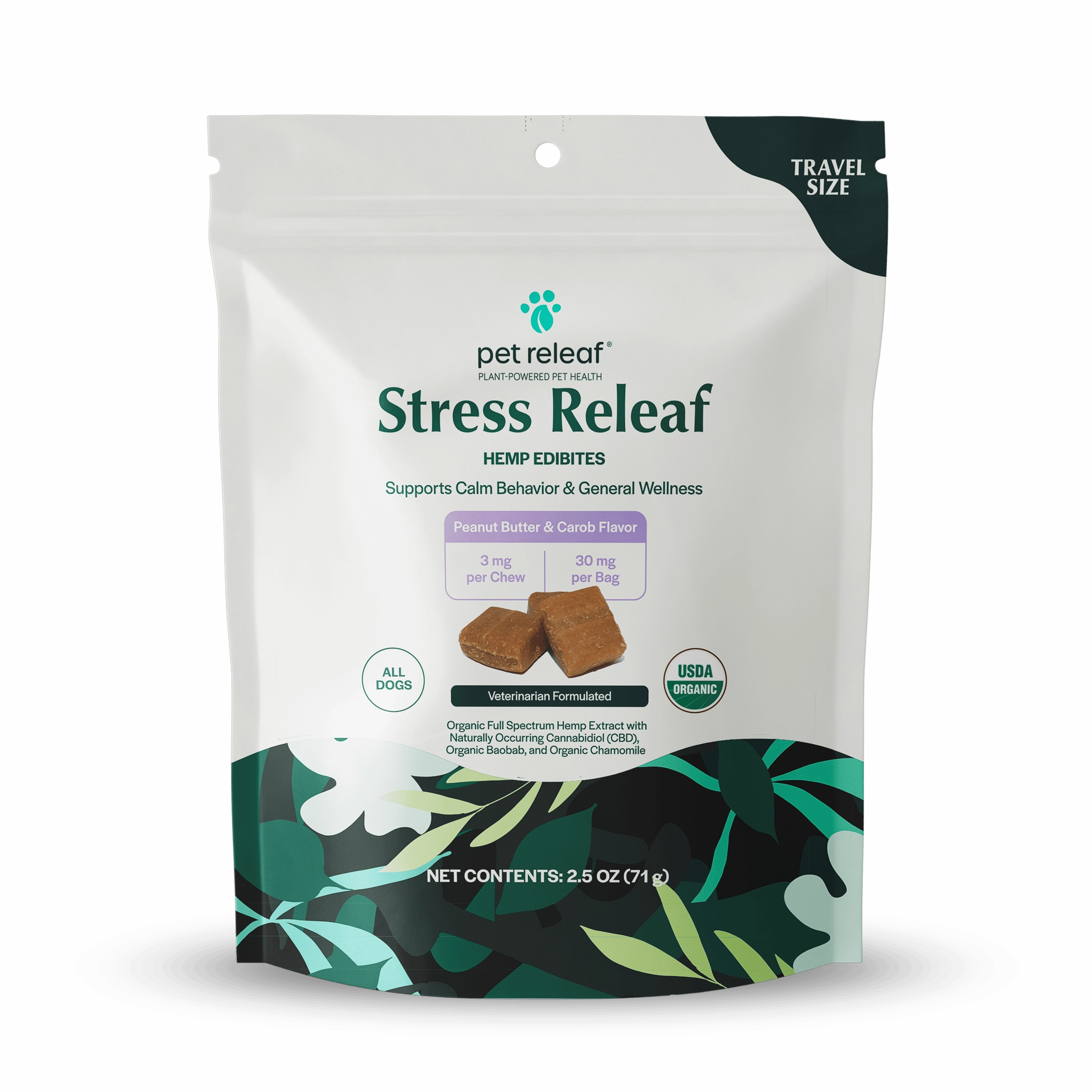 Pet Releaf Stress Releaf Edibites Peanut Butter & Carob