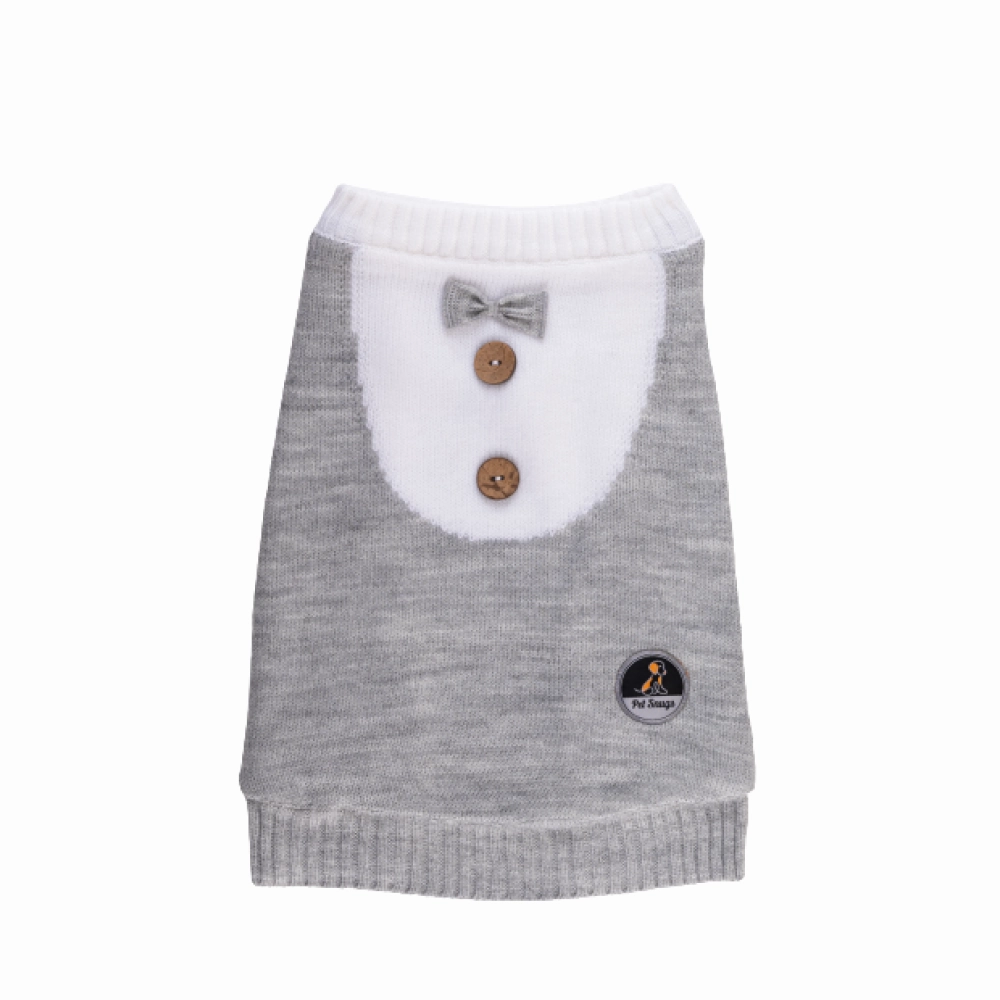 Petsnugs Gentle Knit Sweater for Dogs and Cats (Grey & White)