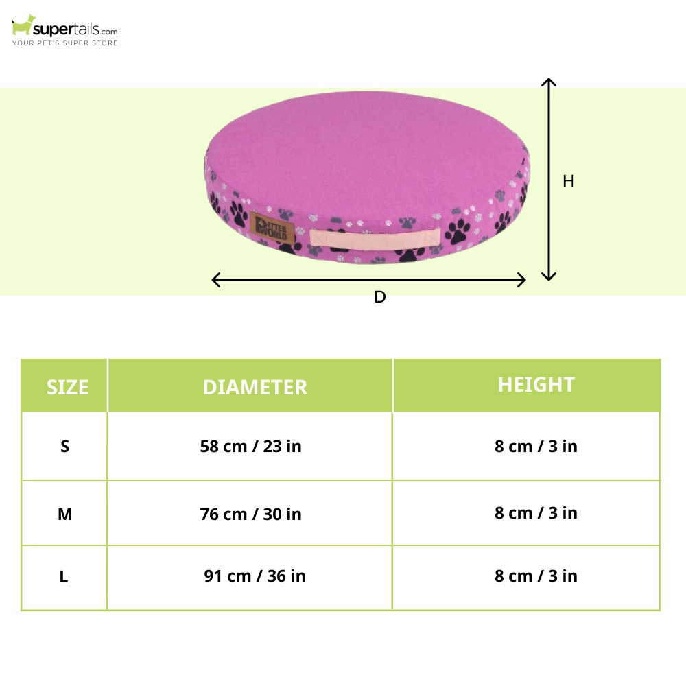Petter World Orthopedic Round Flat Foam Mattress Bed with Thick & Durable Washable Cover (Crocus)