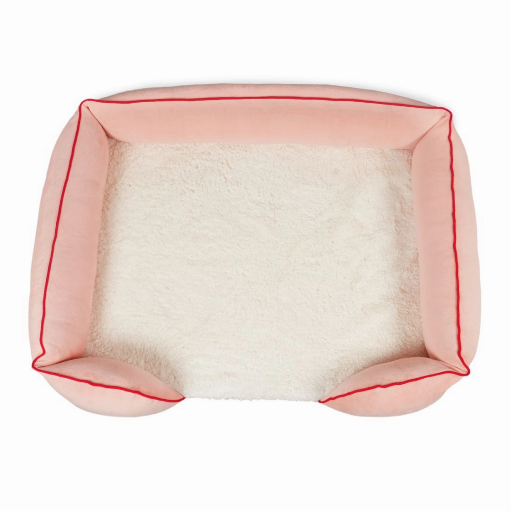 Petter World Ultra Luxury Micro Fur Orthopedic Sofa Bed with Sherpa Fur Cushion for Dogs and Cats (Peach Pearl)