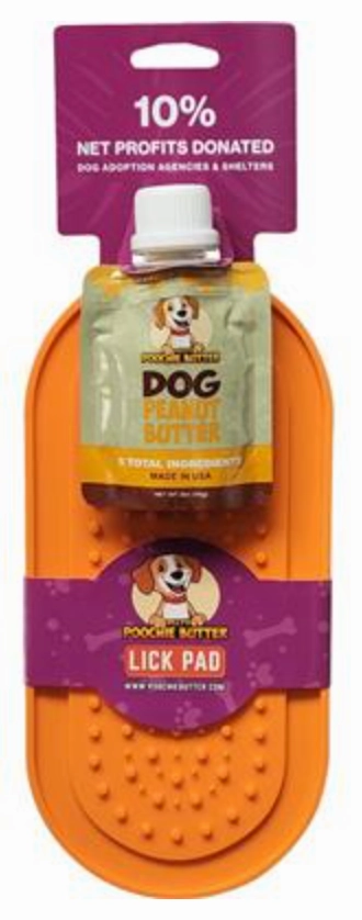 Poochie Peanut Butter Oval Lick Pad With Suction Cups   2 oz PB