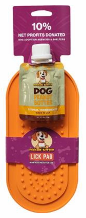 Poochie Peanut Butter Oval Lick Pad With Suction Cups   2 oz PB