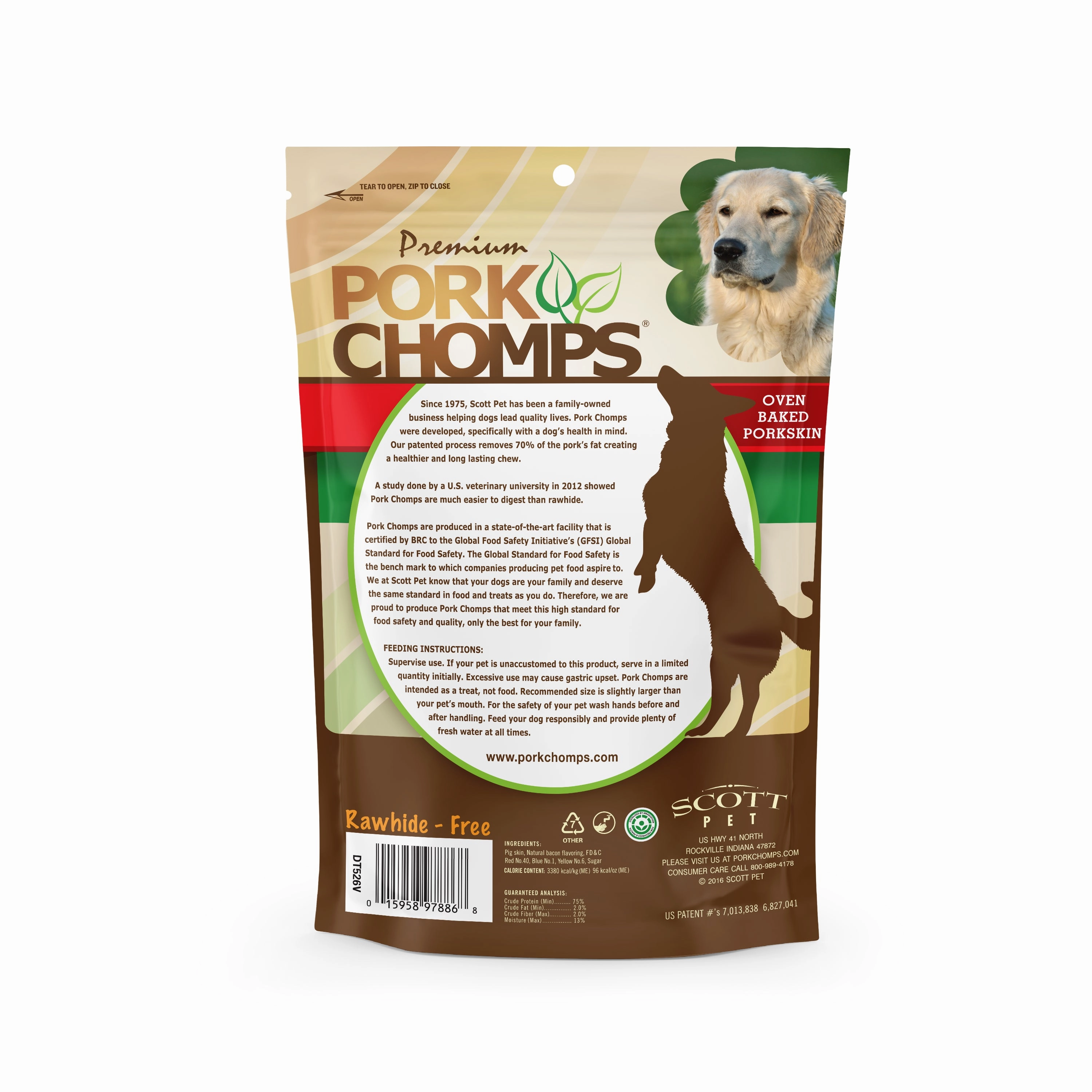 Pork Chomps 5" Baked Pork Skin Mini Twists with Bacon Flavor wrap, 30 count Dog Chews
