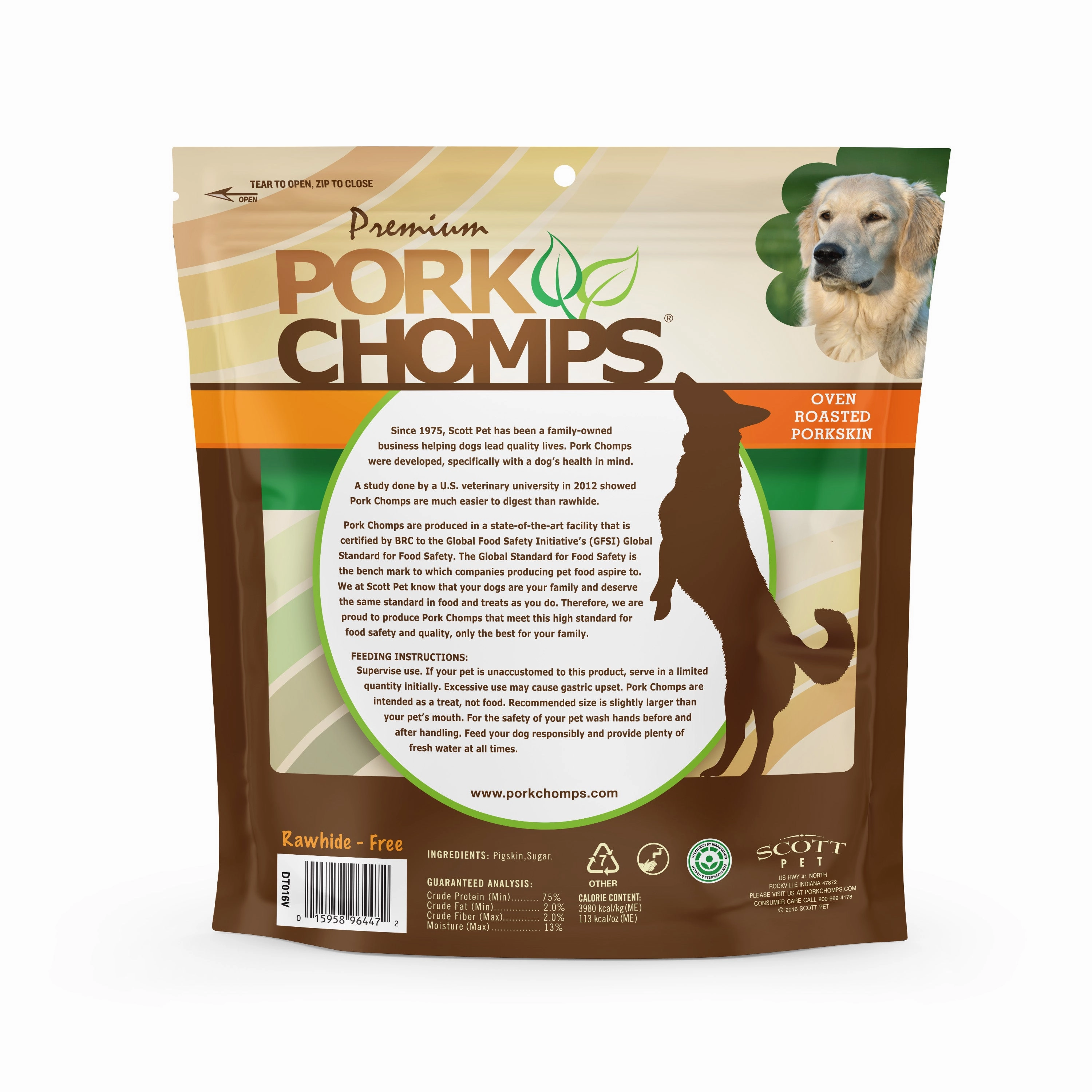 Pork Chomps 6-inch Roasted Ribz, Rib-shaped Pork Skin, 10 count Dog Chews