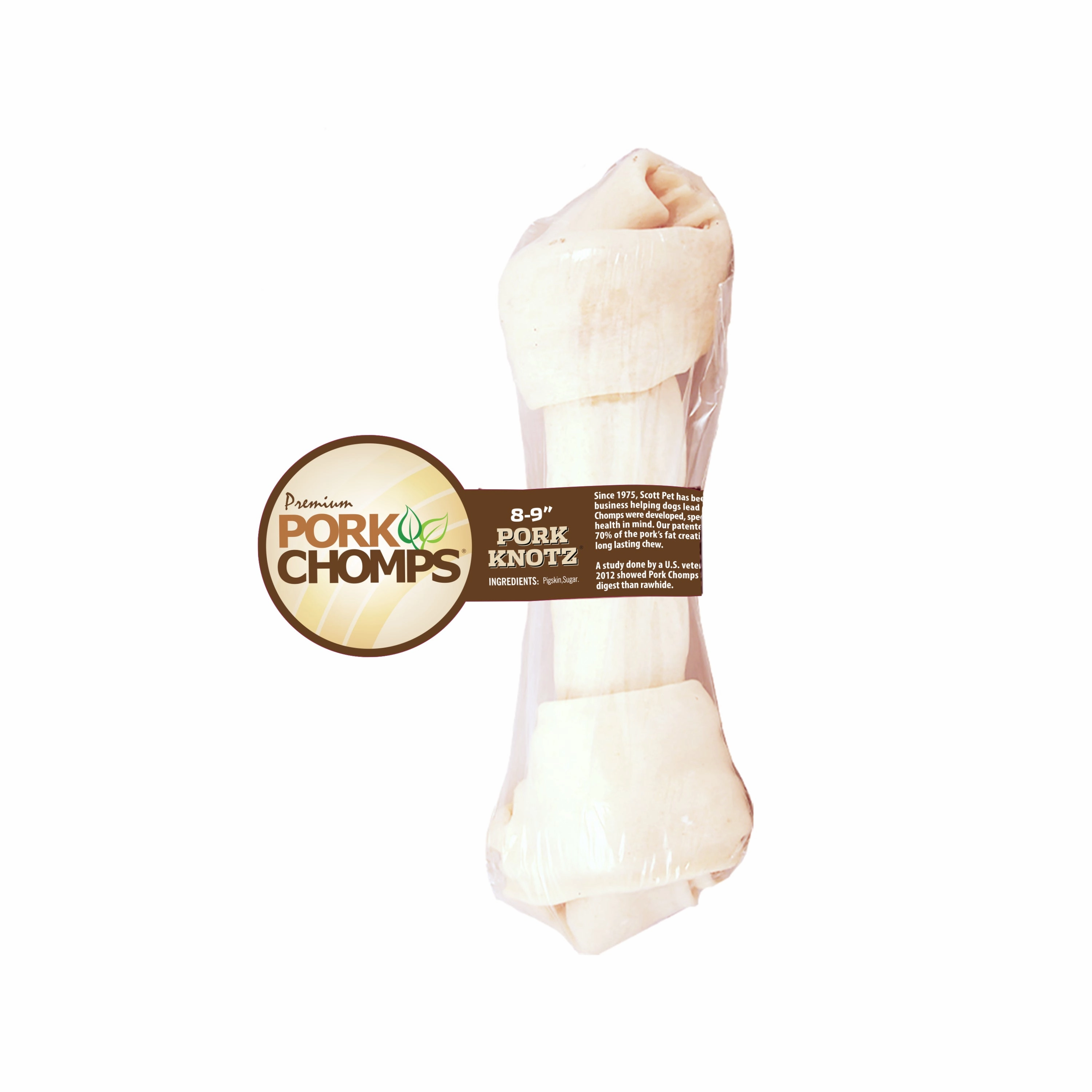 Pork Chomps 8-inch Baked Pork Skin Knot, 1 count Dog Chew