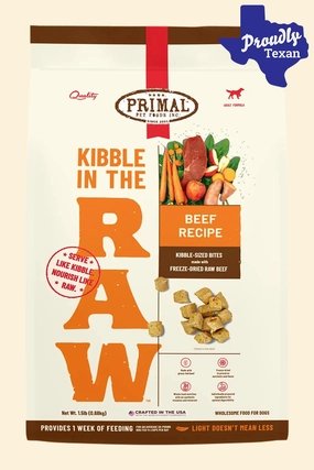 Primal Beef Kibble in the Raw Dry Dog Food