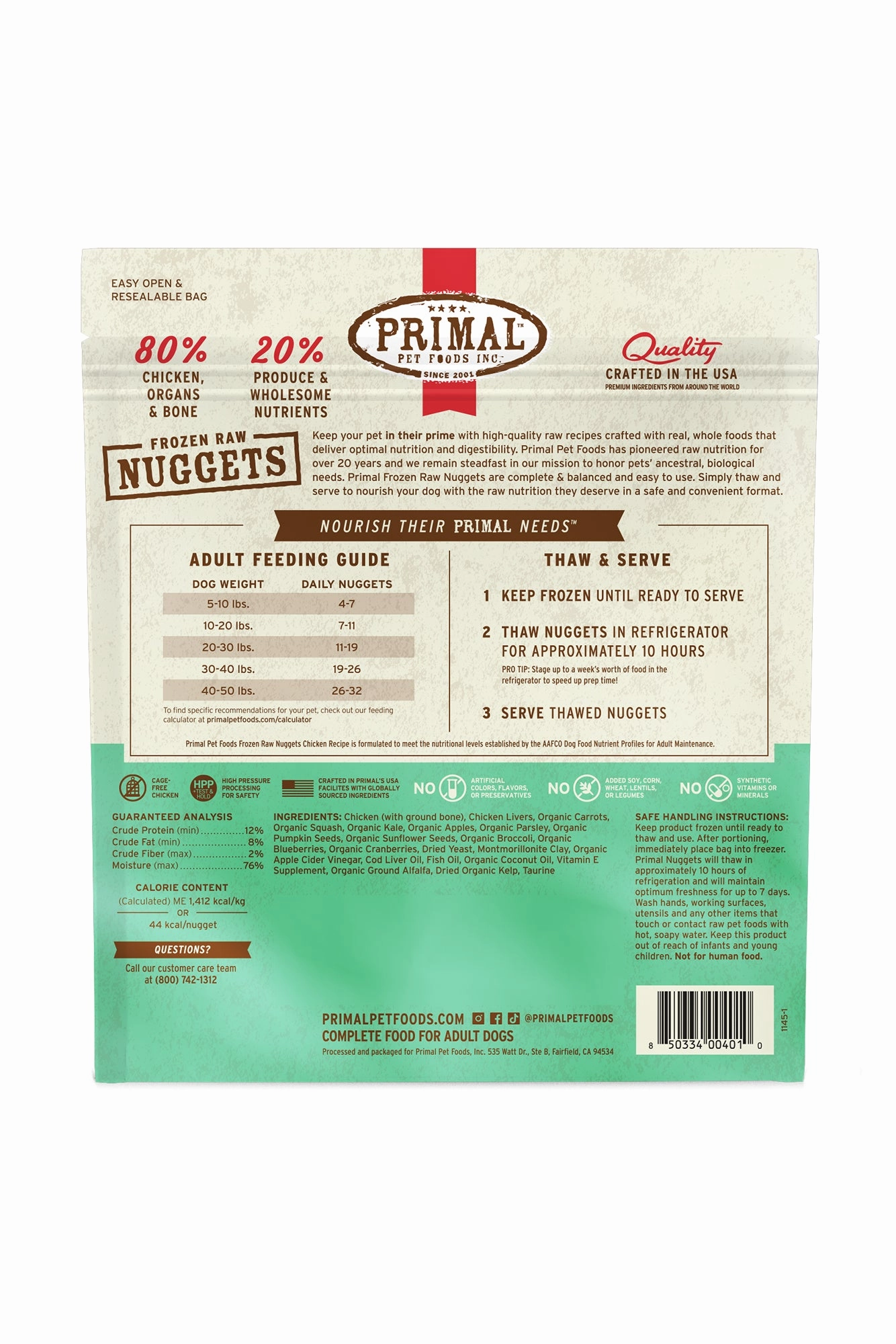 Primal Chicken Frozen Raw Dog Food