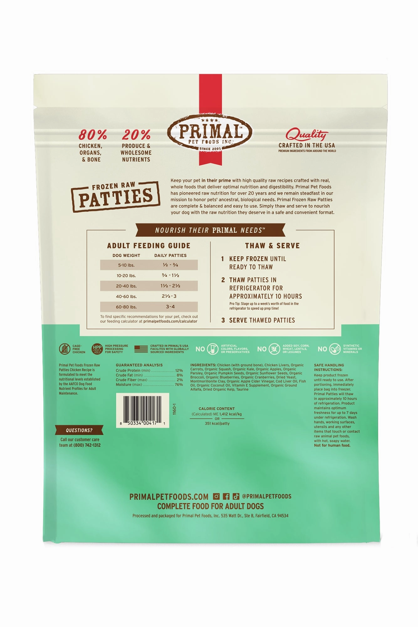 Primal Chicken Frozen Raw Dog Food