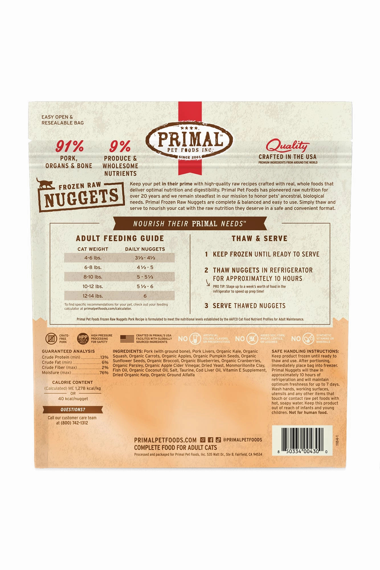 Primal Feline Pork Frozen Raw Cat Food