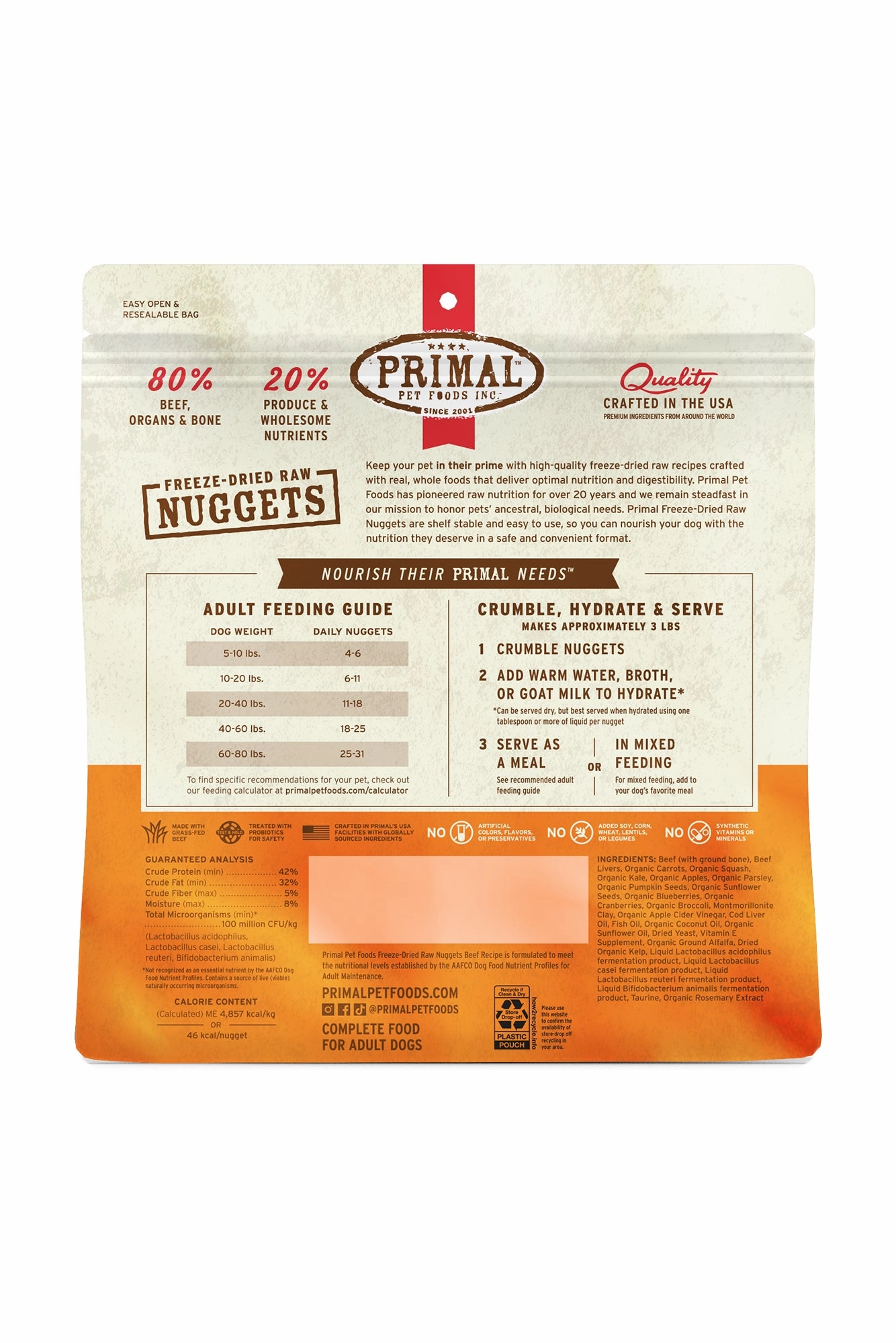 Primal Freeze Dried Nuggets Beef Dog Food