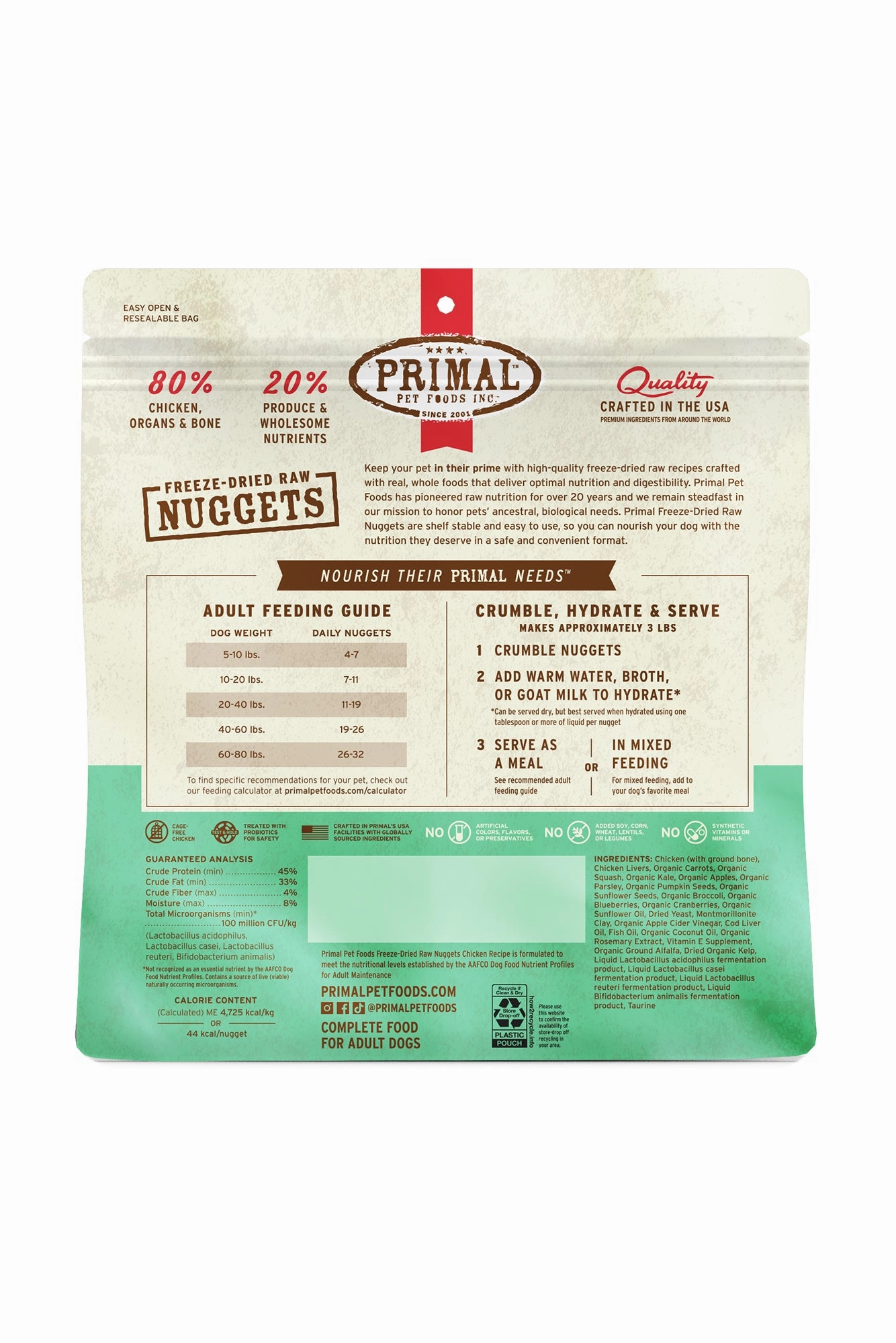 Primal Freeze Dried Nuggets Chicken Dog Food