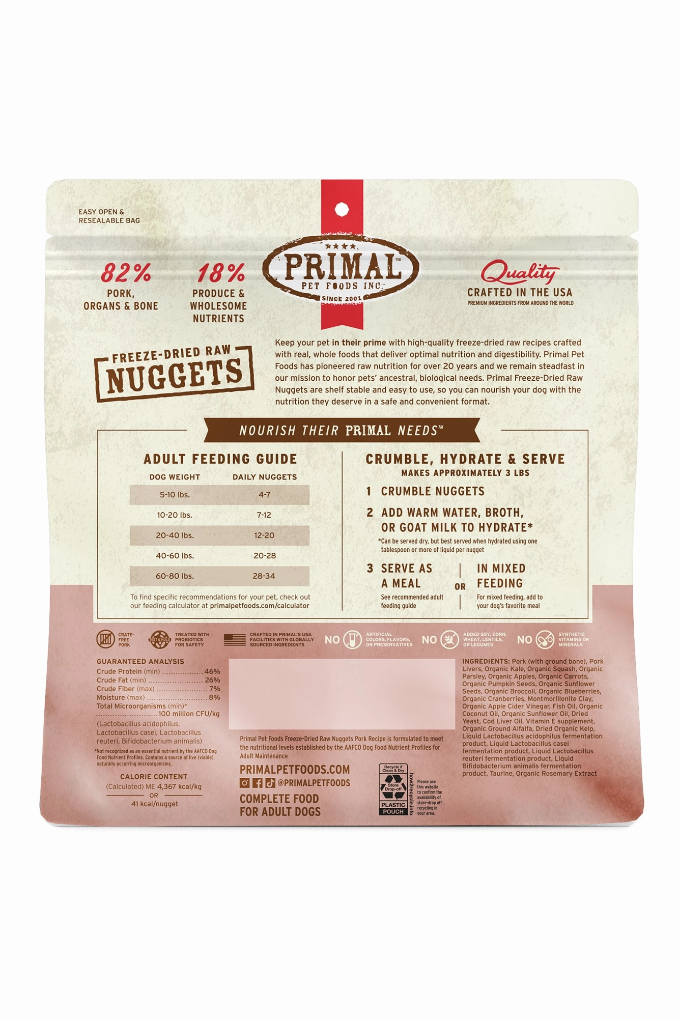 Primal Freeze Dried Nuggets Pork Dog Food