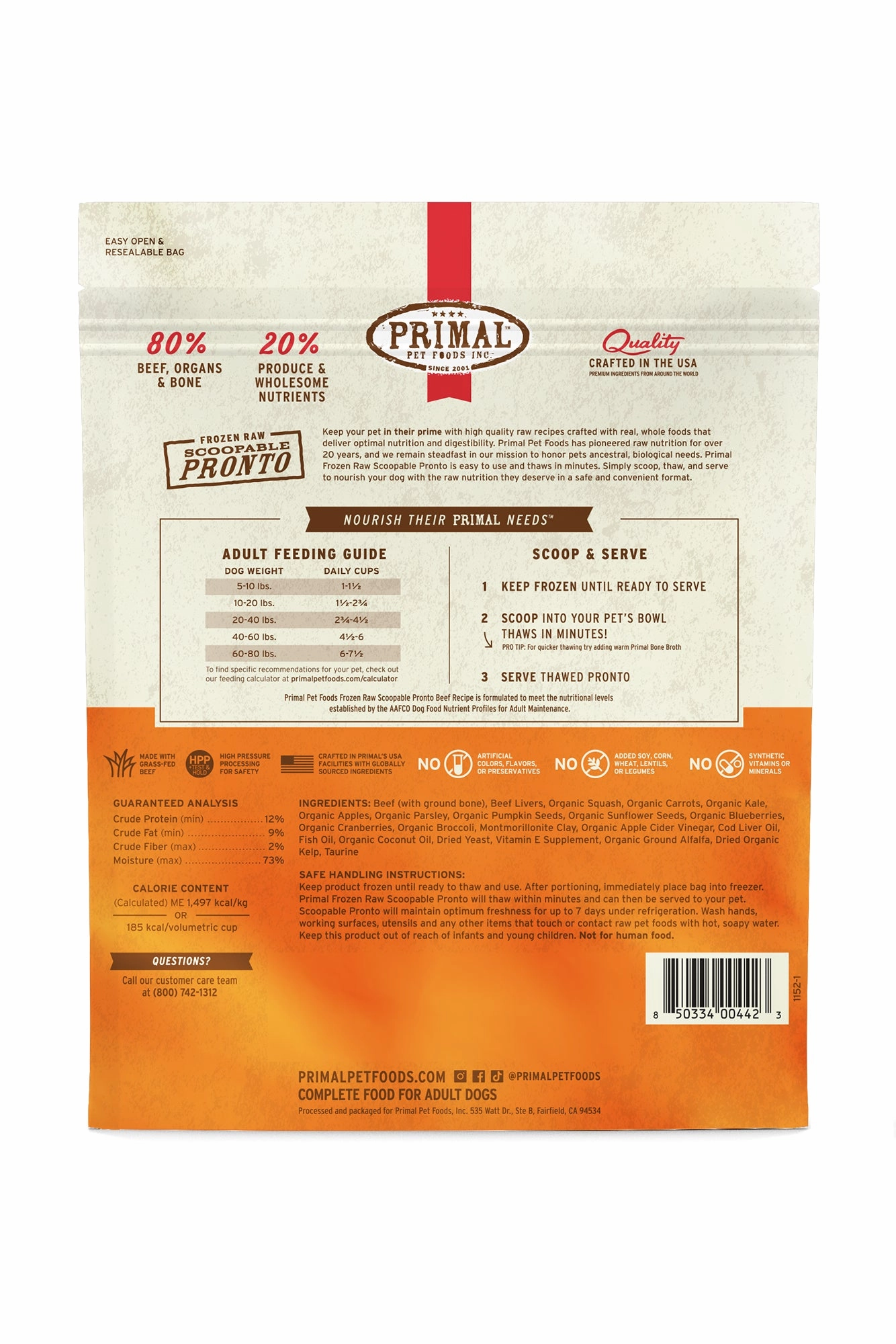 Primal Pronto Beef Frozen Raw Dog Food