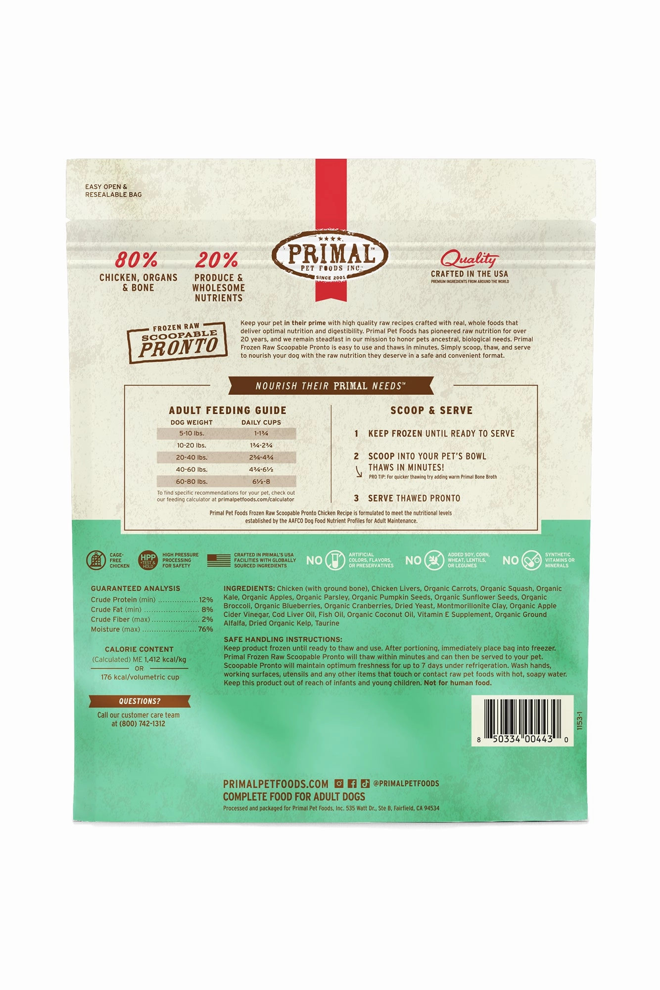 Primal Pronto Chicken Frozen Raw Dog Food