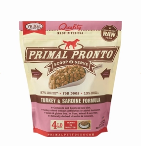 Primal Pronto Dog Raw Turkey & Sardine 4lbs.