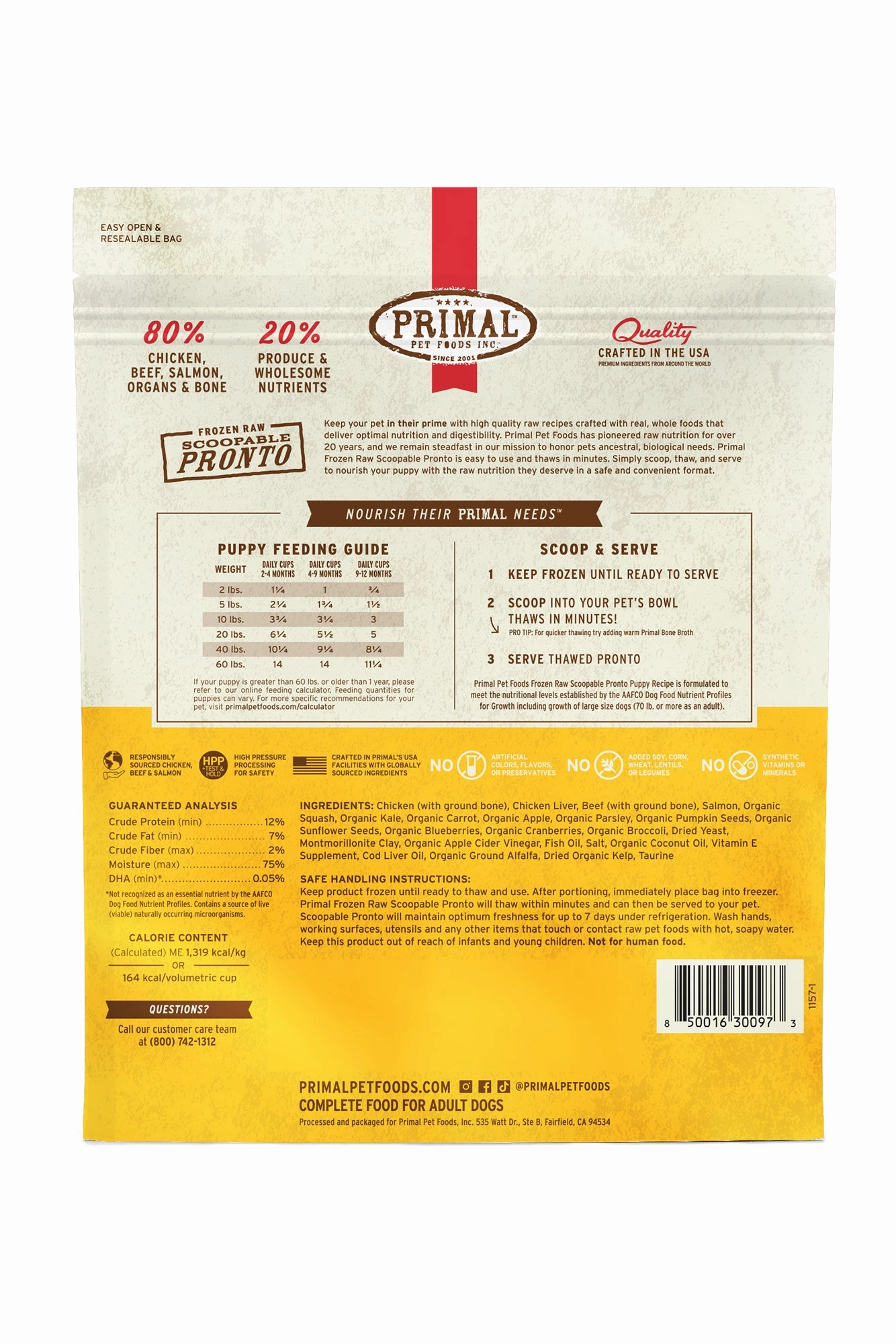 Primal Pronto Puppy Raw Dog Food