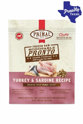 Primal Pronto Turkey and Sardine Frozen Raw Dog Food