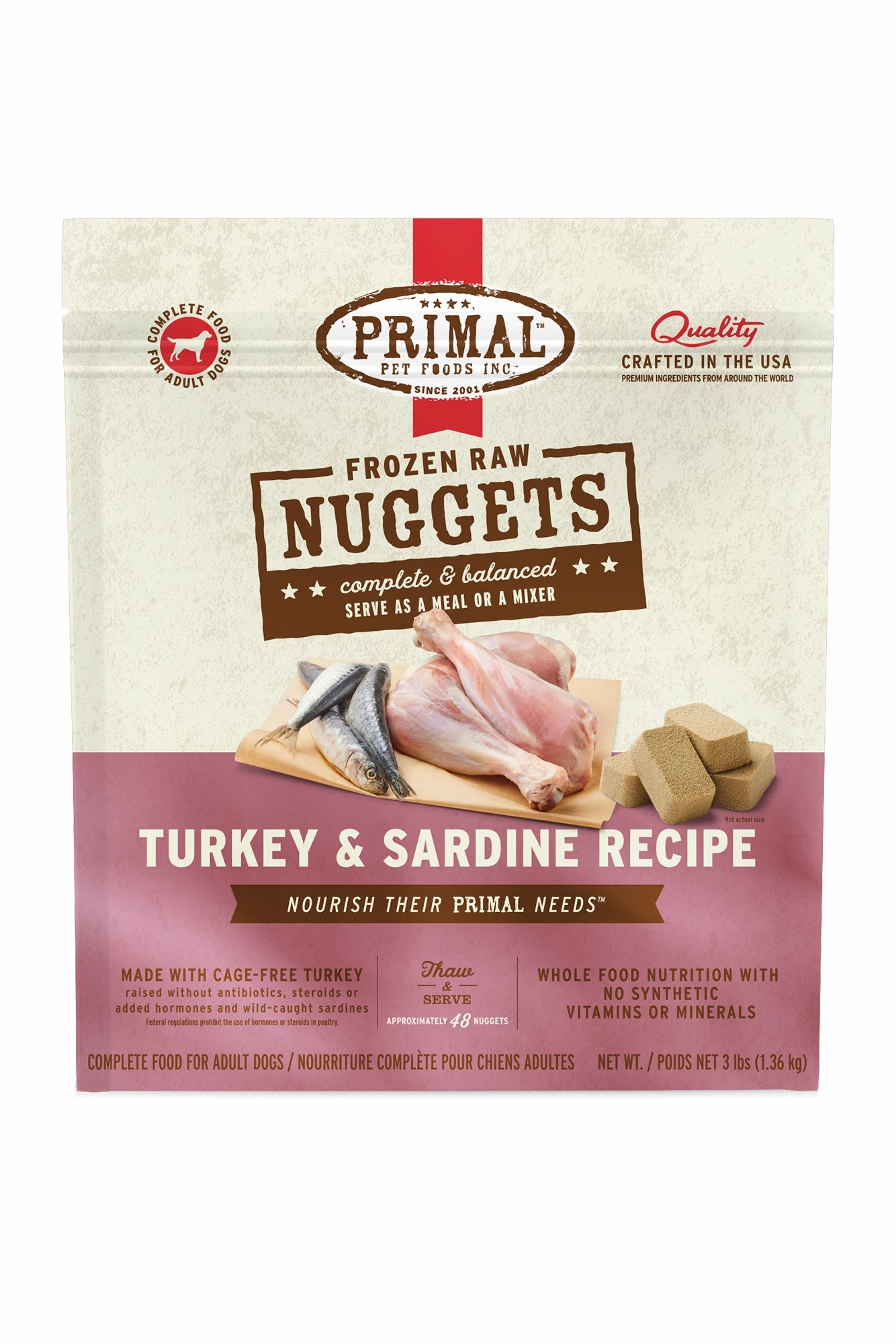Primal Turkey and Sardine Frozen Raw Dog Food