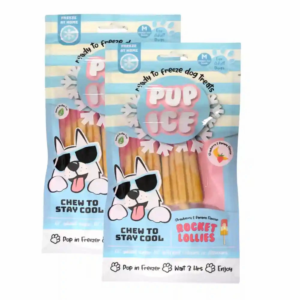 Pup Ice Meat Free Strawberry and Banana Flavoured Rocket Lollies Dog Treat