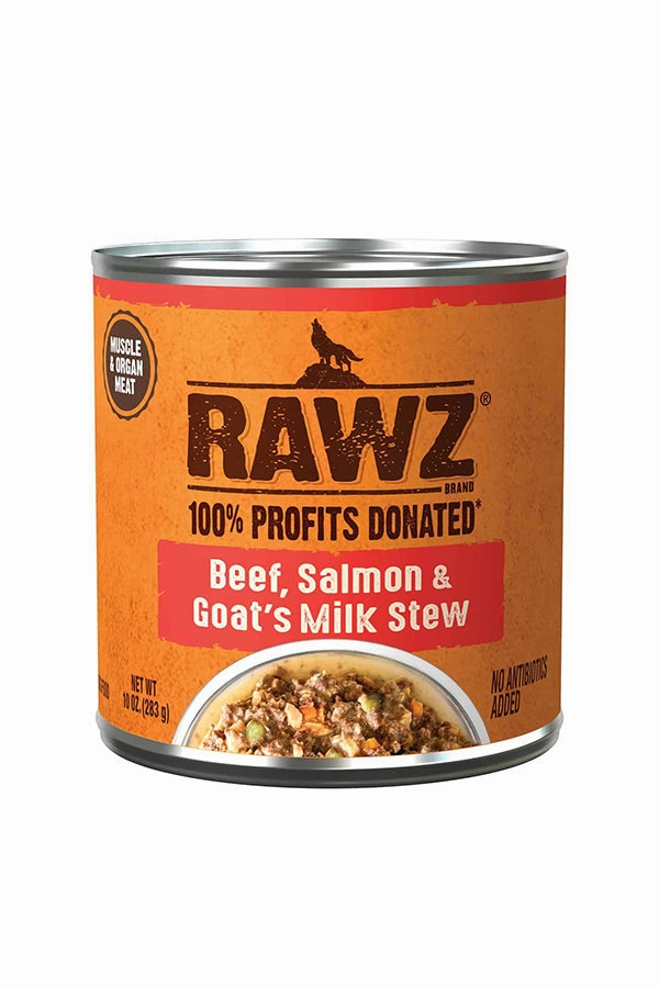 Rawz Beef, Salmon, and Goat Milk Stew Canned Dog Food