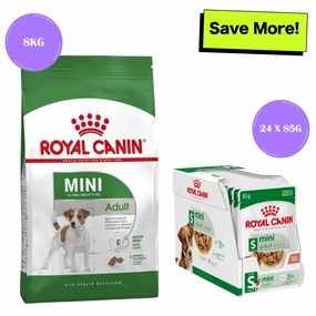 Royal Canin Mini Adult Dog Dry Food and Wet Food Combo