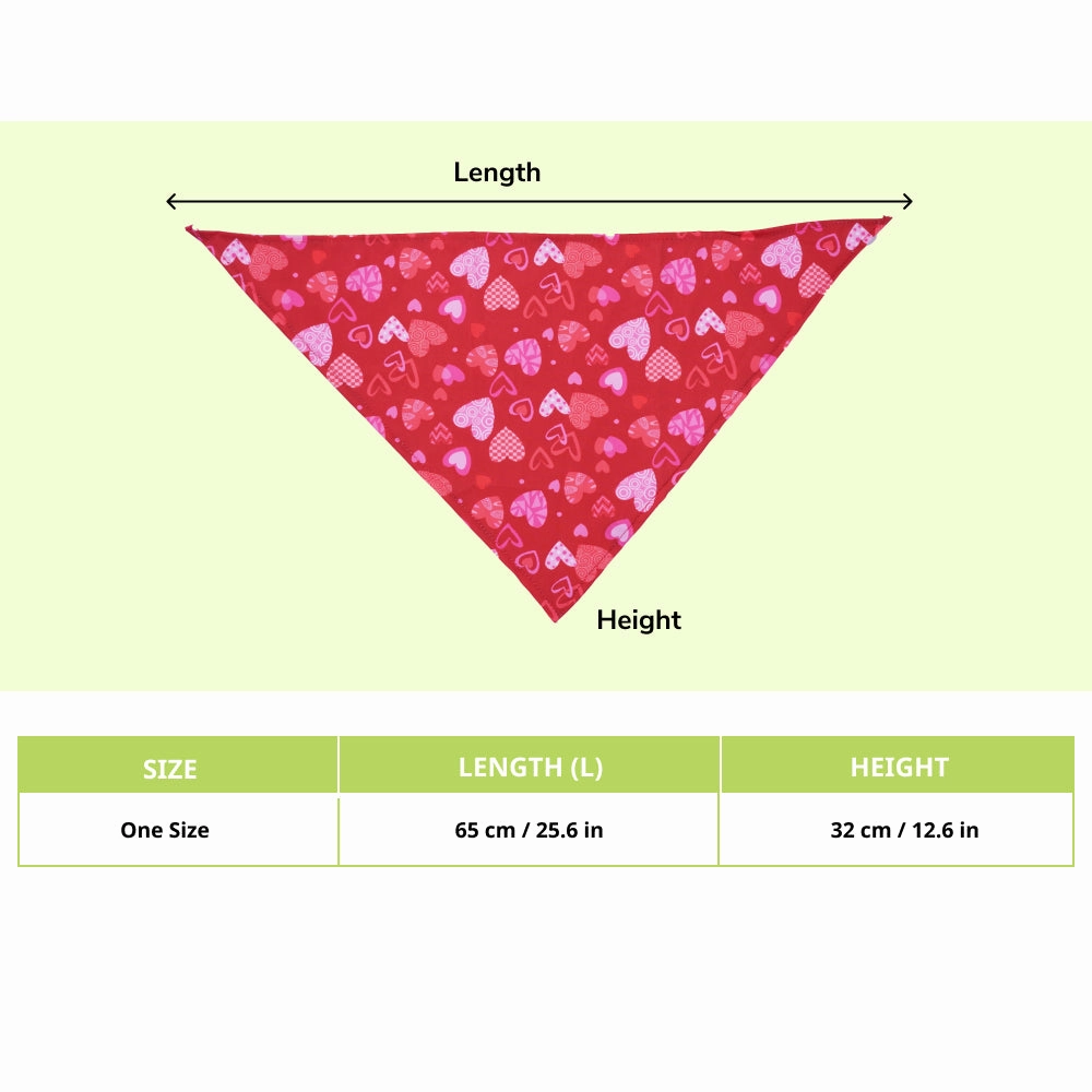 Skatrs Heart Printed Bandana for Dogs and Cats (Red)