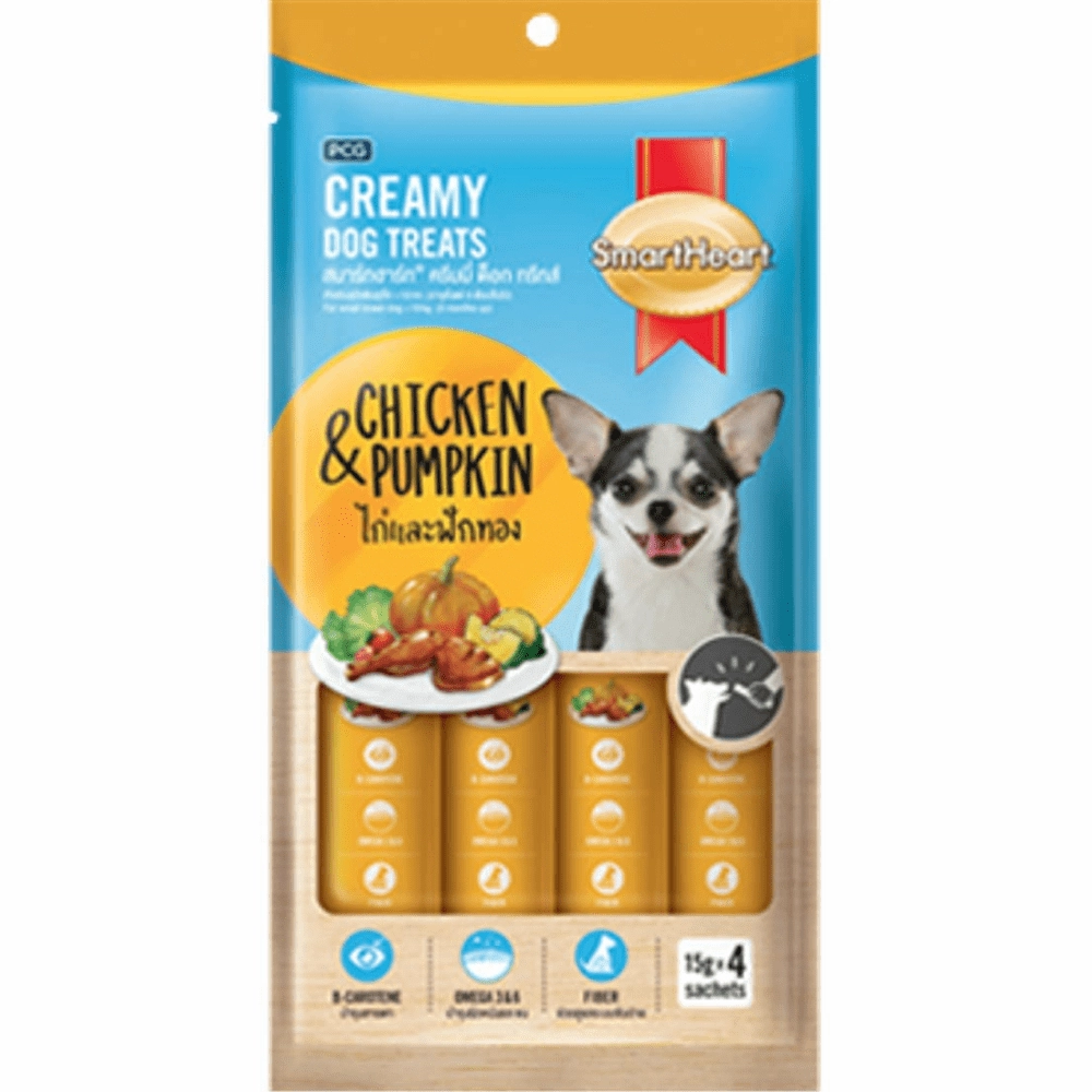 SmartHeart Chicken & Carrot, Chicken & Pumpkin and Chicken & Strawberry Dog Creamy Treat Combo