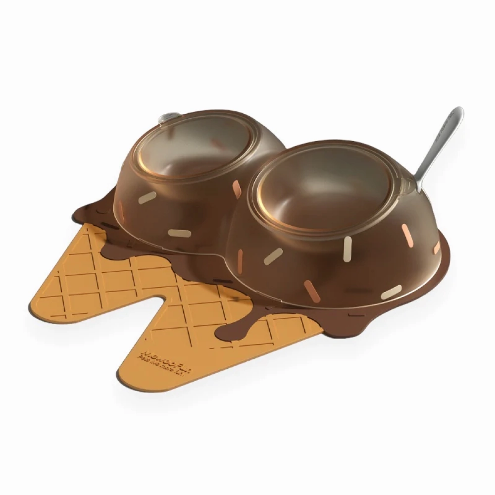 Talking Dog Club Chocolate Ice Cream Bowl for Cats (Brown)