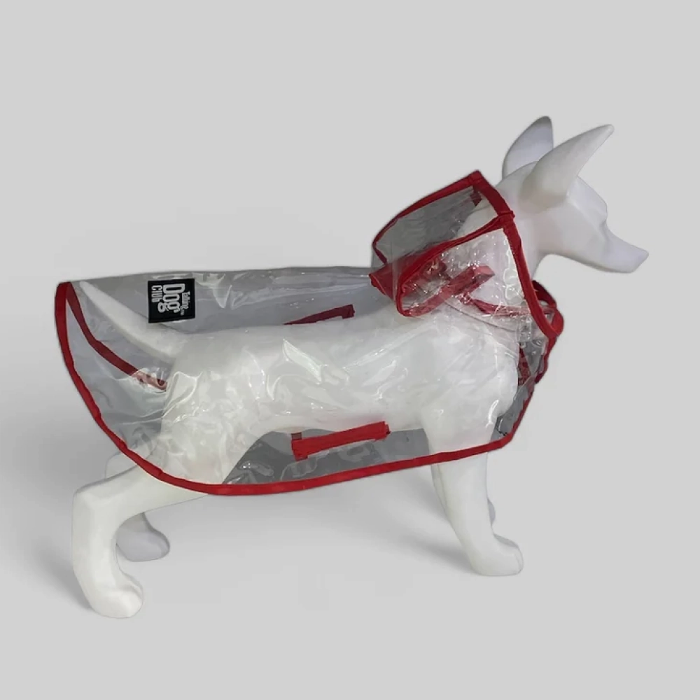 Talking Dog Club Waterproof Raincoat for Dogs (Red)