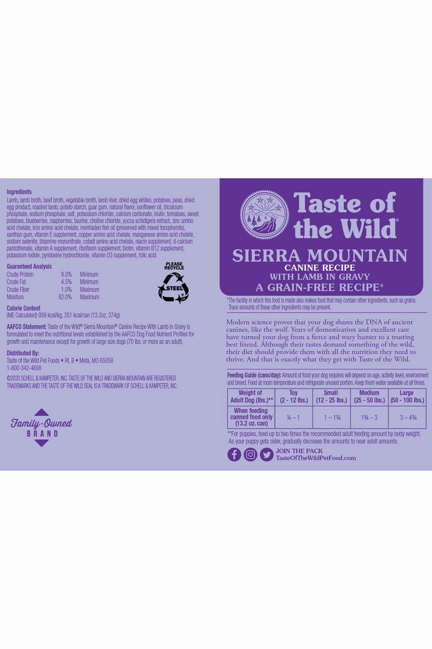 Taste of the Wild Sierra Mountain Wet Dog Food