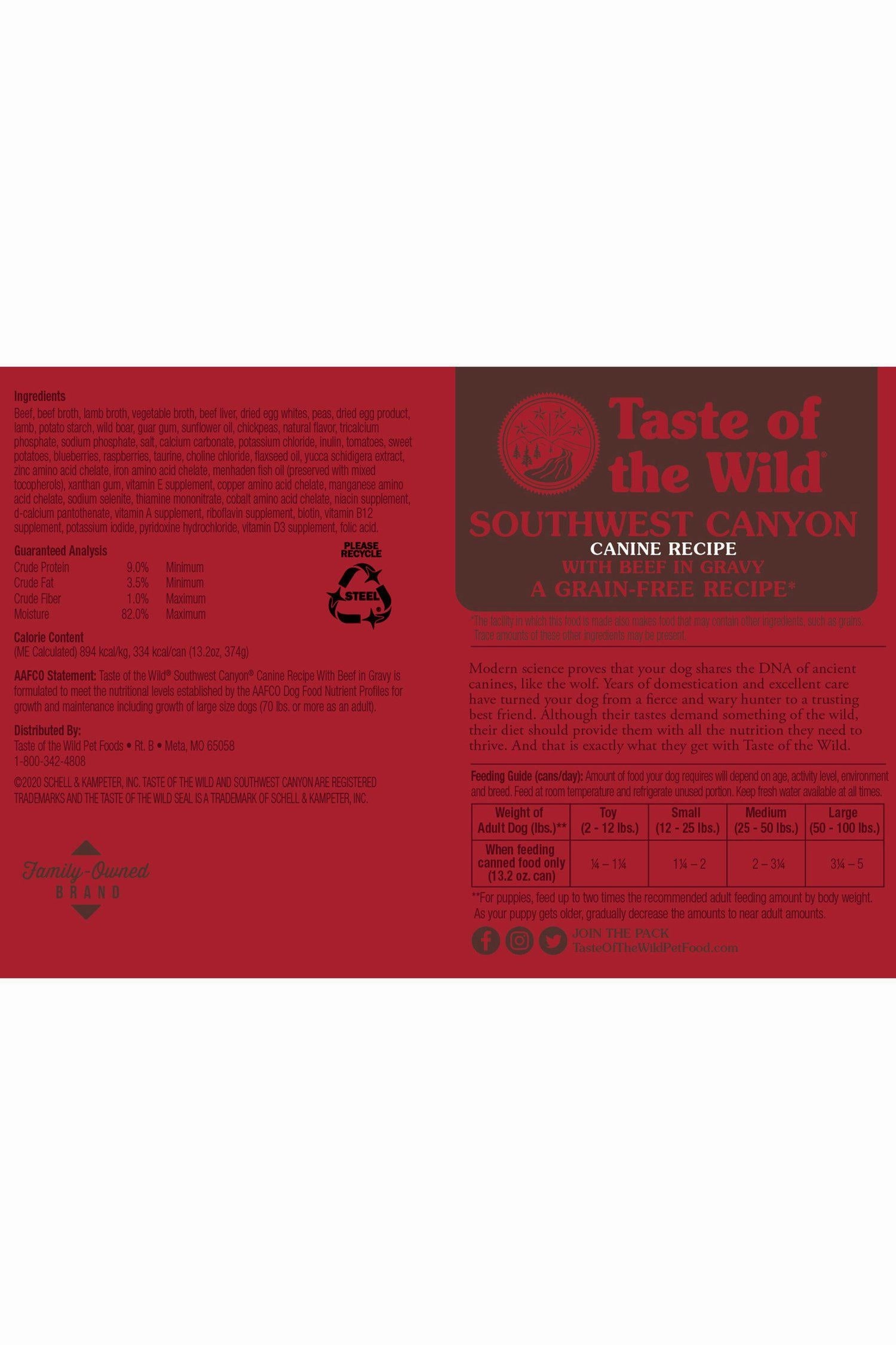 Taste of the Wild Southwest Canyon Wet Dog Food