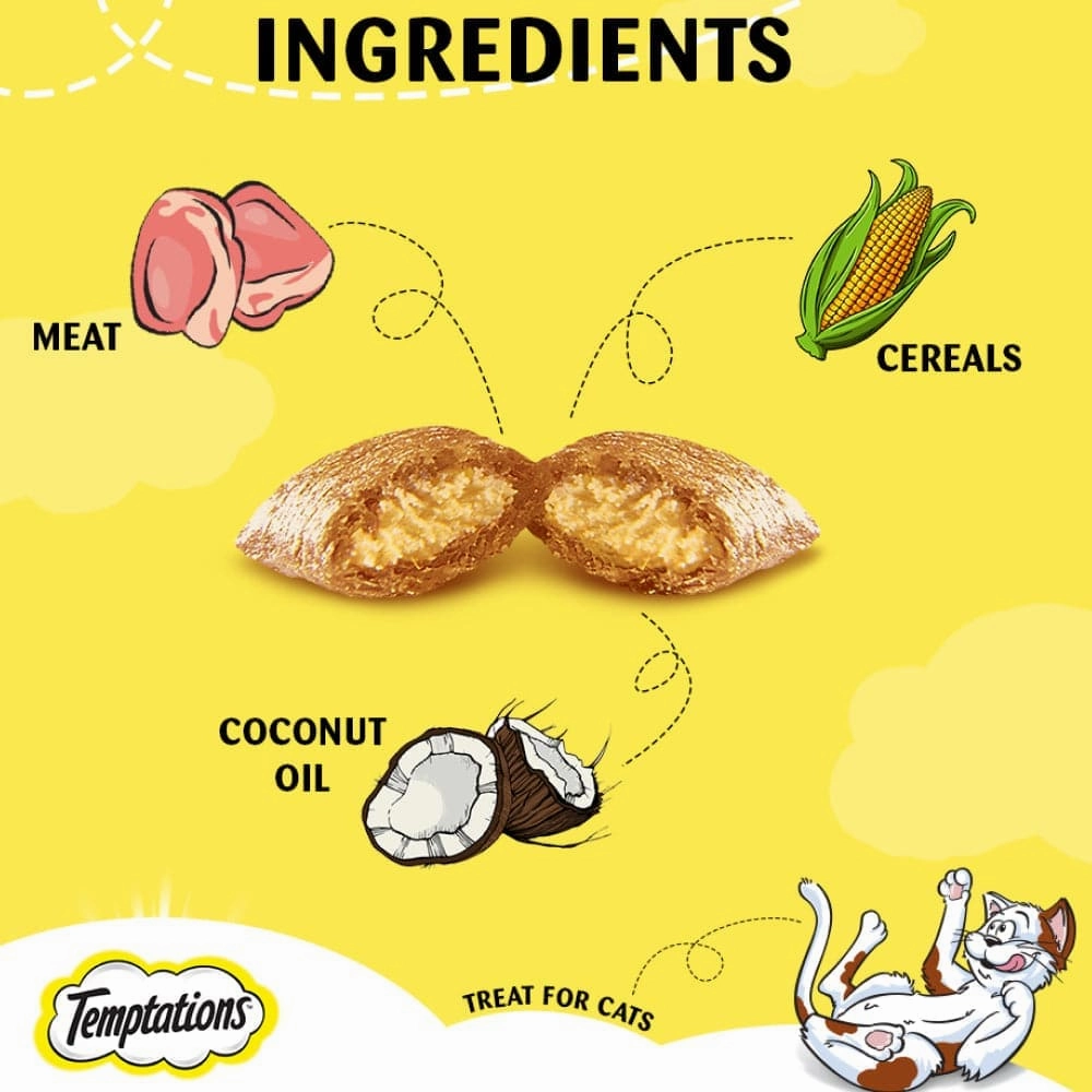 Temptations Seafood Medley Flavour, Tasty Chicken Flavour and Creamy Purrrr ee Chicken & Tuna Cat Treats Combo