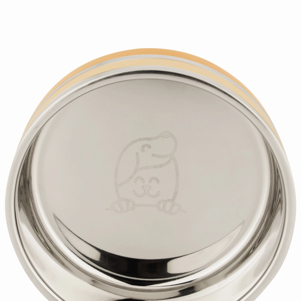 The Happy Lots Anti Skid And Mirror SnuggleBowl for Dogs and Cats (Yellow/White)