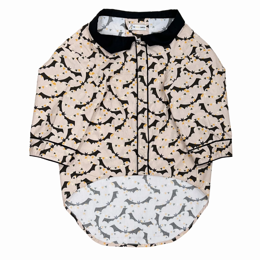 The Papaw Cartel Bat And Bunting Shirt With Bat Wing Collar for Dogs (Peach)