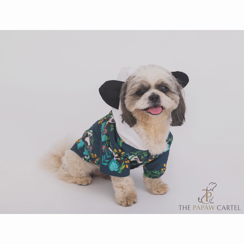 The Papaw Cartel Panda Hoodie With Ears Shirt for Dogs (Dark Green)