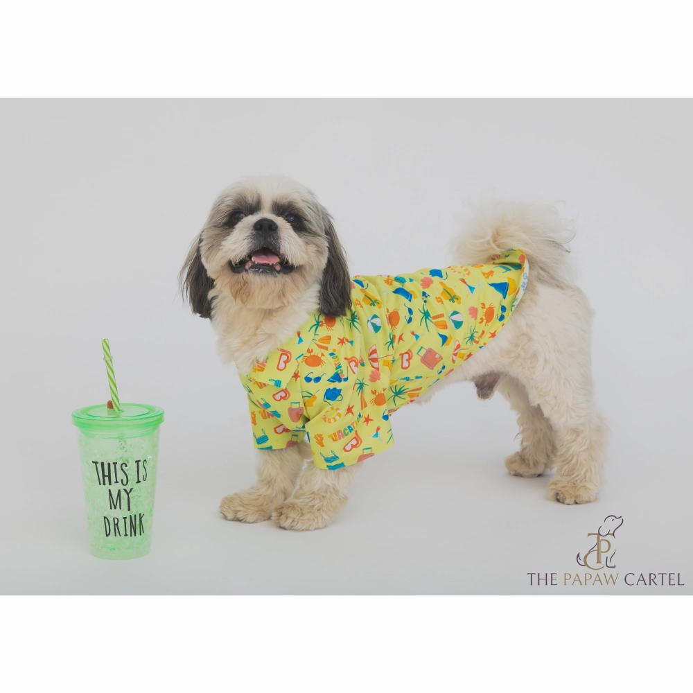 The Papaw Cartel Vacation Shirt for Dogs (Lime Green)