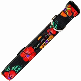 Walk-e-Woo Flowers On Black Collar