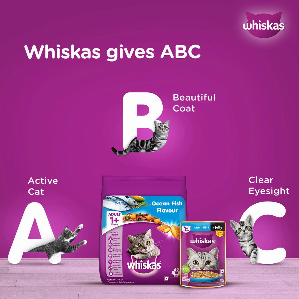 Whiskas Ocean Fish and Tuna in Jelly Meal Adult Cat Wet and Dry Food Combo