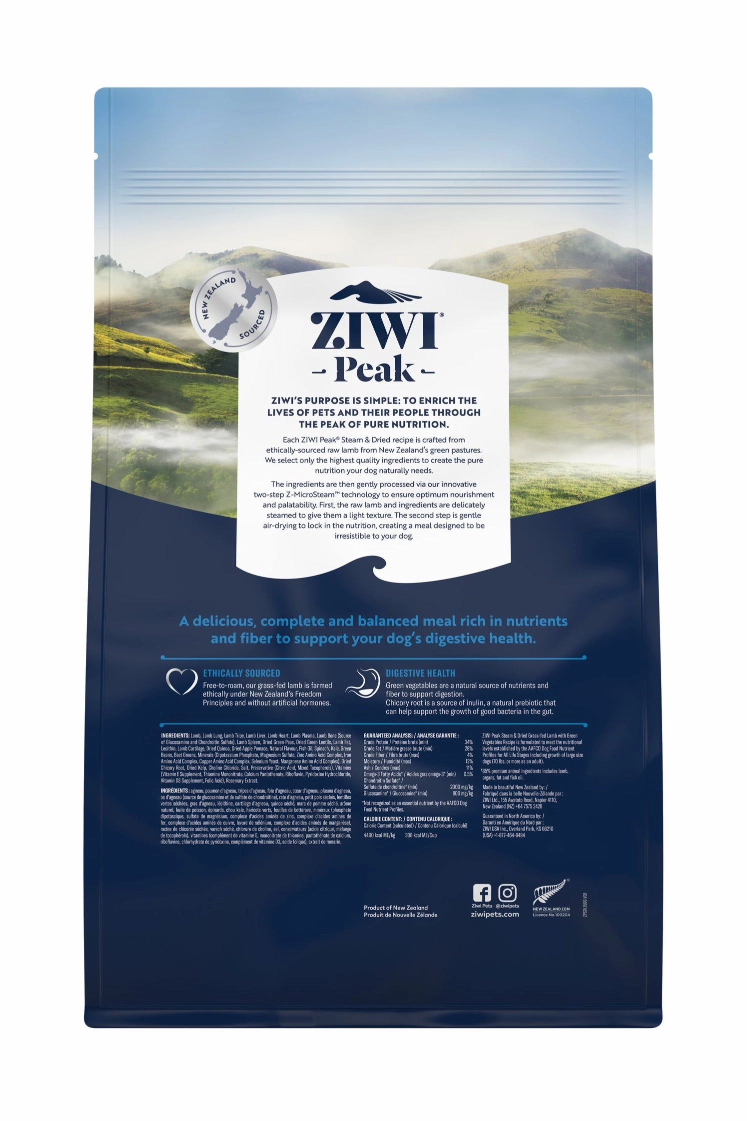 ZIWI Steam Dried Lamb with Green Vegetables Dog Food