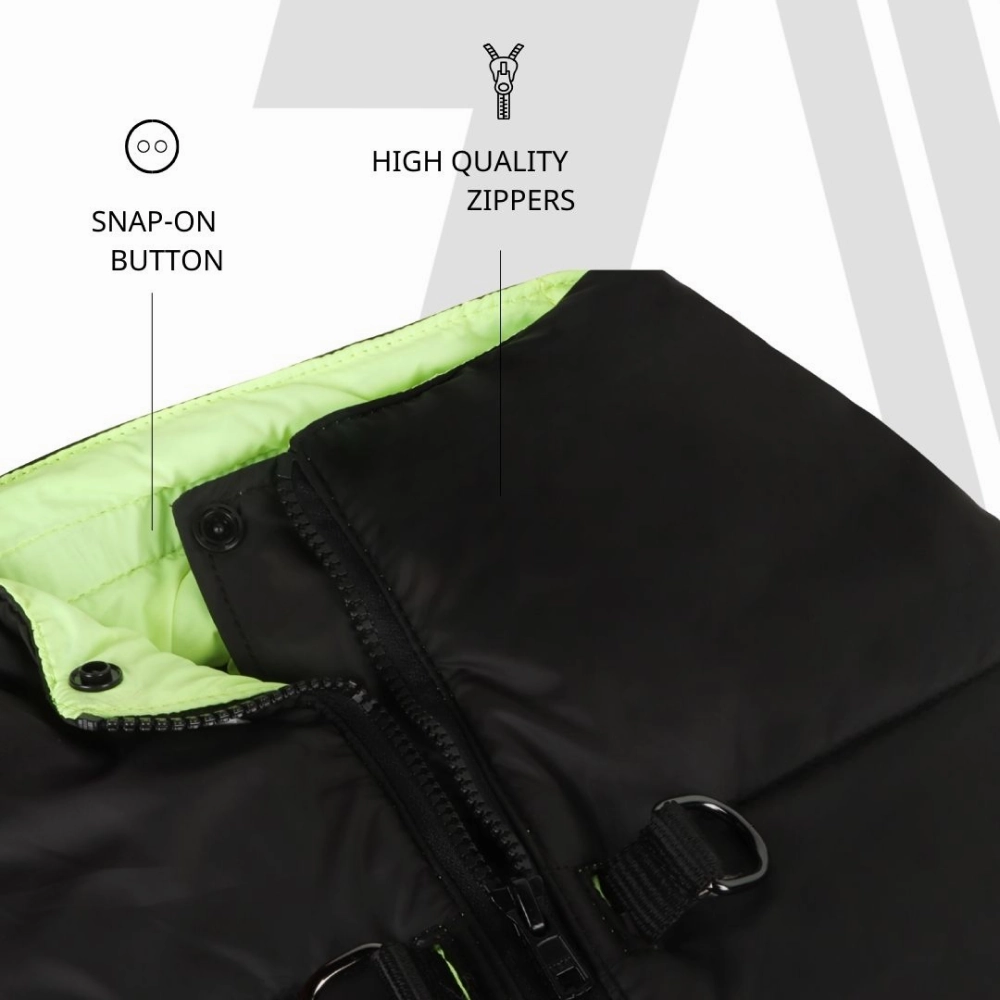 Zoomiez Ultimate Jacket With Built in Harness for Dogs (Black/Neon)